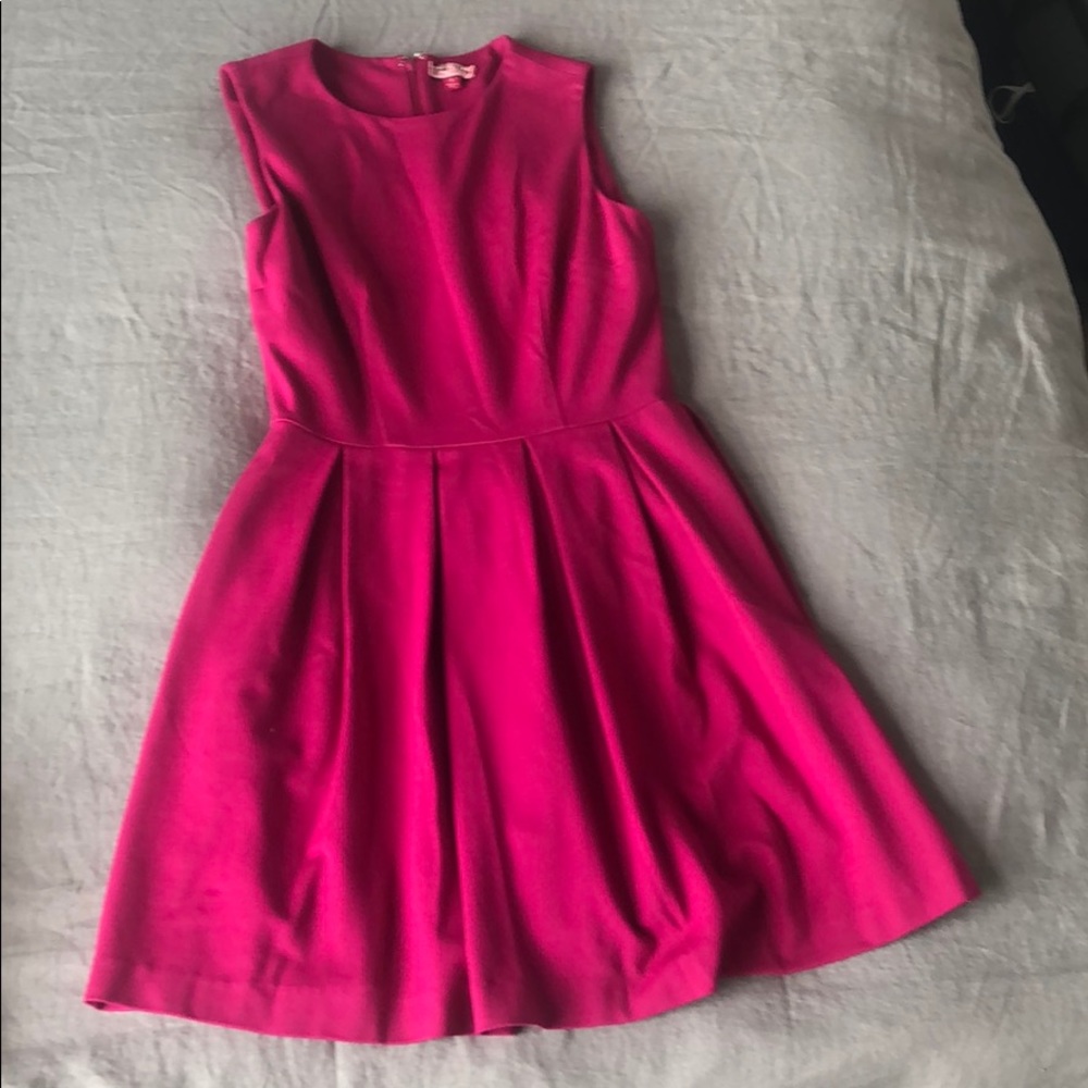 Pink pleated work dress